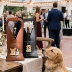 Personalisierte Aquarell Haustier Porträt PU Leder schützende Weintasche mit Text und Name Hochzeit Verlobungsgeschenk für Newlyweds Haustierliebhaber