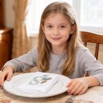 Tovagliolo pasquale personalizzato con nome e iniziale, coniglio vintage, 100% cotone, decorazione tavola - Regalo di Pasqua per famiglia