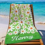 Personalised Daisy Multicolor Quick Dry Microfiber Beach Towel with Name Travel Birthday Gift for Family Friends