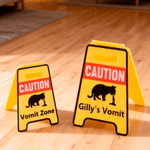 Personalized Funny Cat Vomit Silhouette Caution Sign with Text Desk Decor Daily Use Gag Gift for Cat Owner Lover