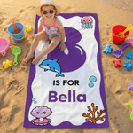 Asciugamano da spiaggia morbido e personalizzato a tema oceano con nome e iniziali Regalo per bambini e bambine per la festa in spiaggia