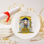 Personalisierte Gratulation Cartoon Charakter Keramik Trinket Schmuck Schale mit Namen und Jahr Graduierung Geschenk für Absolventen