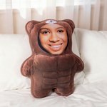 Personalized Funny Face Photo Design Muscle Bear Plush Toy Pillow Home Decor Anniversary Gift for Couple Friend
