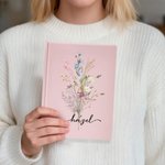 Personifierad Vintage Elegant Wildflower Bouquet A5 Journal Anteckningsbok med namn Födelsedag Mors dag Present till kvinna Familj Vänner