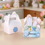 Gepersonaliseerde schattige bloem konijnen oren geschenkdoos met handvat en naam Paasfeest geschenk voor kinderen