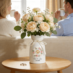 Personalized Watercolour Eucalyptus Heart Ring Ceramic Vase with Name Text Date Birthday Anniversary Wedding Gift for Couple Newlyweds