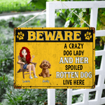 Personalized Paw Print Cartoon Character Dog Garden Tinplate Sign with Name Garden Decor Birthday Anniversary Gift for Pet Owner Lover