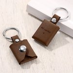 Llavero con fotos familiares personalizado de cuero PU con texto grabado regalo de cumpleaños Día del Padre o aniversario para familia