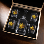 Personalised Golden Shield Initial Name Whiskey Decanter Birthday Father's Day Gift for Whiskey Lovers