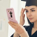 Personalizzato Cartoon Graduation Character Name Specchio per il trucco bifacciale con luce LED Regalo di compleanno per damigella d'onore per laureati