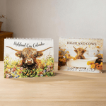 Personalized 1-4 Photos 2026 Floral Highland Cow Calendar with Text Anniversary Birthday Gift for Highland Cow Lovers