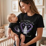 Personlig Söta Djur Hjärtkrans 100% Bomull Baby Bodysuit T-shirt Matchande Outfit med Namn Första Mors Dag Present för Nyfödd Ny Mamma
