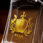 Personalised Golden Shield Initial Name Whiskey Decanter Birthday Father's Day Gift for Whiskey Lovers