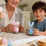 Personalized Beard Glasses Easter Eggshell Napkin Ring Ornament with Name and Rope Bow Table Decor Easter Party Gift for Family