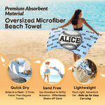 Serviette de plage surdimensionnée à séchage rapide avec nom Accessoires de vacances d'été Cadeau d'anniversaire pour les amoureux des sports de balle Amis