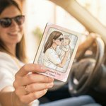Personalised Watercolour Photo Wooden Car Visor Clip with Text Car Accessories Birthday Anniversary Gift for Couple Family Friend