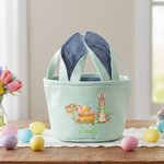 Personalisierte niedliche Kaninchen Ostereier Ohren Streifen Osterkorb mit Namen Ostern Party Gunst Eier jagen Geschenk für Kinder