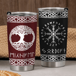 Personalized Multicolor Viking Runes Norse Mythology Insulated 20 oz Tumbler with Name Travel Daily Use Birthday Gift for Men