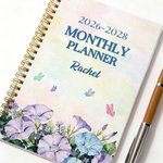 Personalized Birth Flower Butterfly 2026-2028 Planner A5 Spiral Notebook with Name and Monthly Planner Pages Birthday Gift for Women