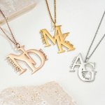 Personalisierte doppelte Initialen Namen Halskette Zierliche Schmuck Hochzeit Geburtstag Jahrestag Muttertag Geschenk für Frauen