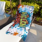 Personalisierte Graffiti-Stil schnell trocken überdimensioniert Mikrofaser Strandtuch mit Namen Sommer Urlaub Strand Party Geburtstag Geschenk für Kinder Freunde
