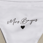 Gepersonaliseerd Wit Glitter Bergkristal Driehoek Bikini Zwempak met Naam Strand Vakantie Huwelijksreis Cadeau voor Bruid