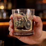 Personalised Cool Motorbike Design 10 oz Rock Whiskey Glass with Name Father's Day Birthday Gift for Man Whiskey Lover