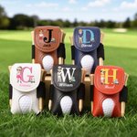 Bolsa de golf de cuero de PU personalizada con personaje de dibujos animados con inicial y nombre Accesorios de golf Regalo de cumpleaños para los amantes del golf