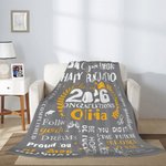 Personalized Happy Graduation Soft Throw Blanket with Name and Year Room Decor Birthday Graduation Gift for Graduates