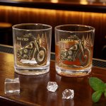 Personalised Cool Motorbike Design 10 oz Rock Whiskey Glass with Name Father's Day Birthday Gift for Man Whiskey Lover