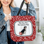 Personalized Apple Pet Photo Large Capacity Tote Bag with Name and Text Daily Use Anniversary Birthday Gift for Pet Lover Owner Teacher