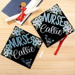 Personalised Cherry Blossom Stethoscope Nurse BSN ADN Graduation Cap Topper Decoration with Name and Year Graduation Gift for Medical Graduates