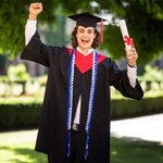 Personalized Two-coloured Ribbon Braided Lei with Name and Wood Beads Class of 2026 Graduation Party Decoration Gift for Graduates