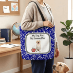 Personalized Apple Pet Photo Large Capacity Tote Bag with Name and Text Daily Use Anniversary Birthday Gift for Pet Lover Owner Teacher