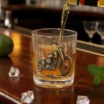 Personalised Cool Motorbike Design 10 oz Rock Whiskey Glass with Name Father's Day Birthday Gift for Man Whiskey Lover