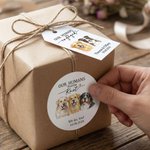 Personalised Watercolor Pet Portrait Tags Stickers Set with Text and Name Gift Decor Wedding Party Favor for Newlyweds Pet Lovers
