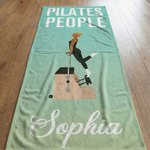 Personalized Cartoon Pilates Character Gradient Colour Pilates Towel with Name Sports Accessories Birthday Fitness Gift for Pilates Lover