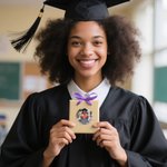 Autocollants photo personnalisés avec nom et texte Lot de 20 étiquettes pour les fêtes de fin d'études Décoration de fête pour les diplômés