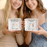 Personalised Birth Flower Square Ceramic Trinket Jewellery Dish with Name and Title Birthday Affirmation Gift for Friends Sisters Besties