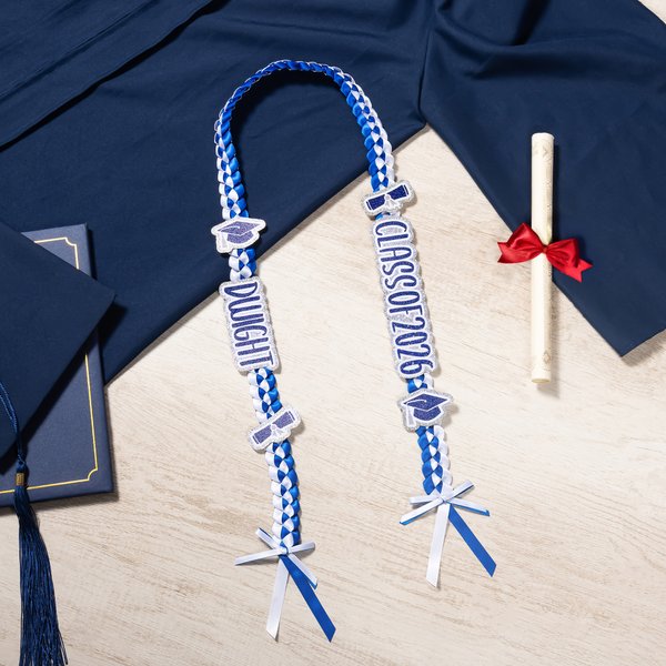 Personalised Class of 2026 Multicolour Glitter Graduation Ribbon Lei with Name Graduation Accessories Senior Recognition Party Gift for Graduates