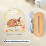 Personlig söt blomma djur akryl nattlampa med namn och träbas rumsdekoration födelsedag mors dag present till ny mamma