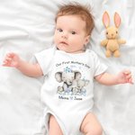 Personalisierter Babybody zur Thema Elefantenfamilie | T-Shirt im Partnerlook wählbar | 100% Baumwolle | mit Namen | Muttertag Geschenk für Babys Mama