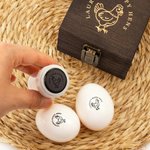 Gepersonaliseerde Kipsilhouet Eivriendelijk Eierstempel met Naam Voedselveilige Inkt en Opbergdoos Verjaardagscadeau voor Familie Boeren en Fokkers