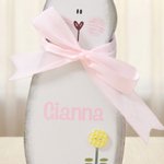 Personalised Cute Easter Bunny Wooden Ornament with Name Tabletop Decor Easter Party Gift for Family Kids