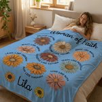 Personalisierte Frau des Glaubens Bibel Verse Blume weiche Decke mit Namen Home Decor Christian Geburtstag Geschenk für christliche Frau