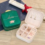 Personalized Graduation Cap Velvet Jewelry Travel Organizer Box with Name Graduation Gift for Class of 2026 Graduates