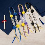 Personalized Class of 2026 Rose Rhinestone Two-Colored Braided Graduation Ribbon Lei with Texts Graduation Party Decor Gift for Graduates