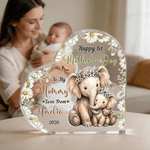 Personalised Parent-Child Cartoon Animal Heart Acrylic Plaque with Name and Year Home Decor Mother's Day Birthday Gift for New Mom