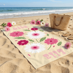 Henkilökohtainen Abstrakti tyyli Syntymä Kukka Nopea kuivua ylimitoitettu rantapyyhe nimi Beach Party syntymäpäivälahja perheelle ystävät