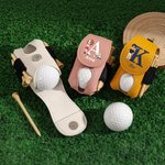 Bolsa de golf de cuero de PU personalizada con personaje de dibujos animados con inicial y nombre Accesorios de golf Regalo de cumpleaños para los amantes del golf
